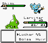 Larvitar frente a un Shinx salvaje